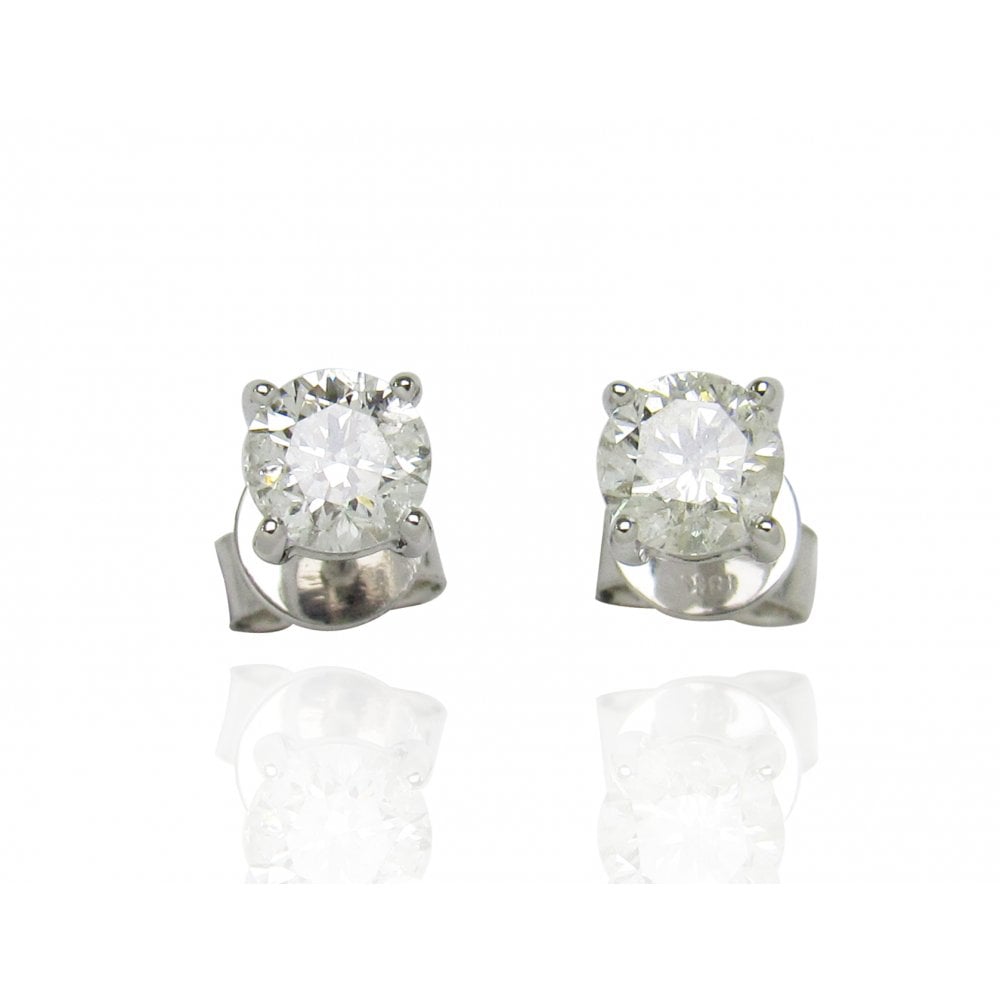 Ladies 18ct White Gold Diamond Stud Earrings 1.04ct