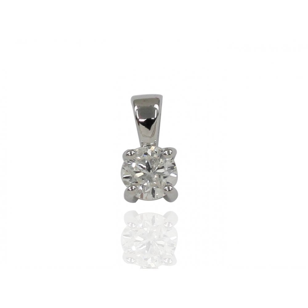 Ladies 18ct White Gold Diamond Solitaire Pendant 0.41ct
