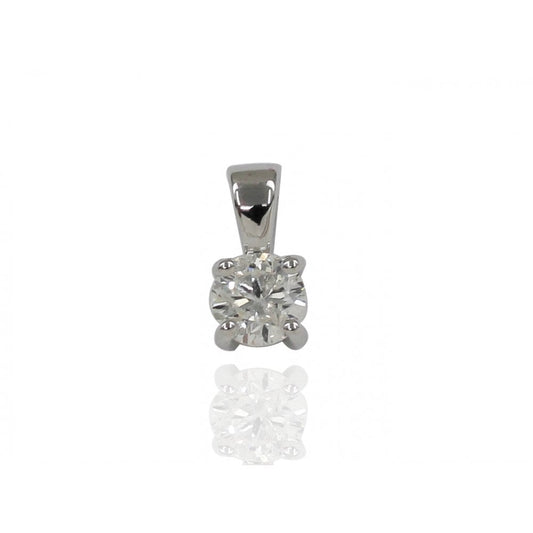 Ladies 18ct White Gold Diamond Solitaire Pendant 0.41ct