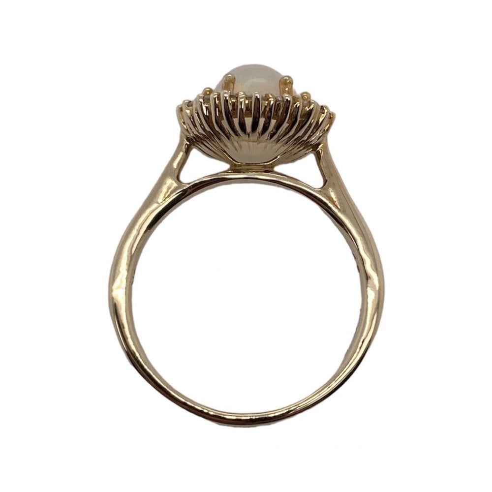 Ladies 9ct Gold Opal and Diamond Cluster Dress Ring