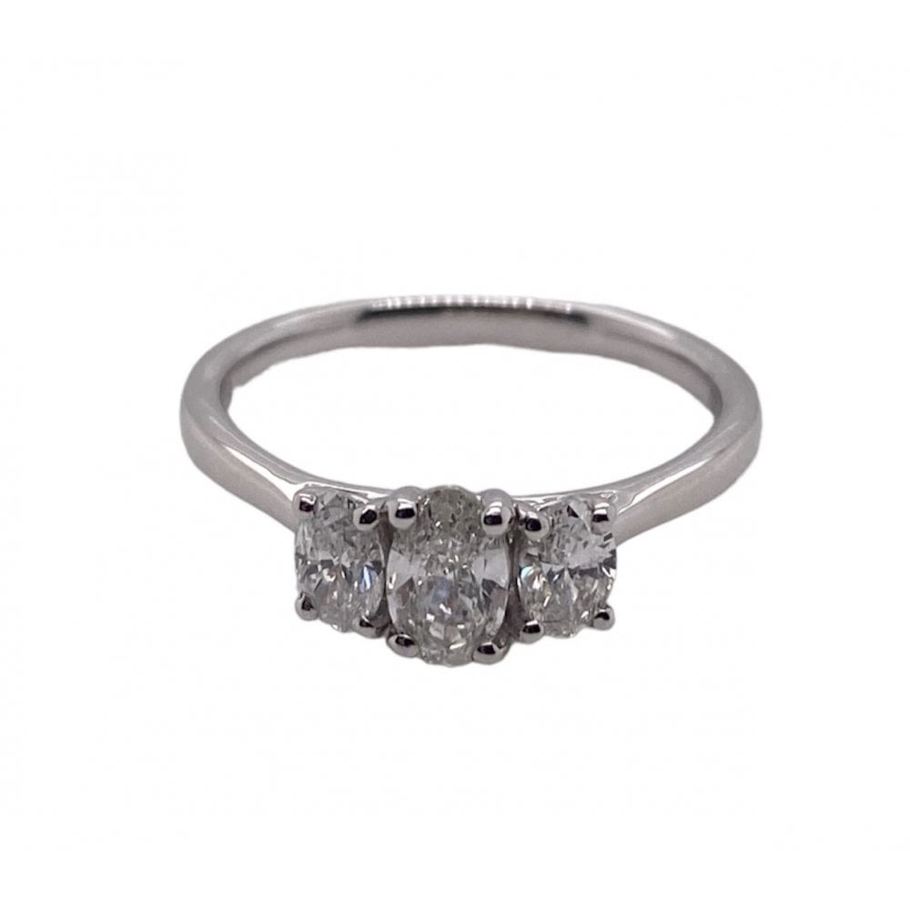 Ladies Platinum Three Stone Diamond Engagement Ring 0.7ct