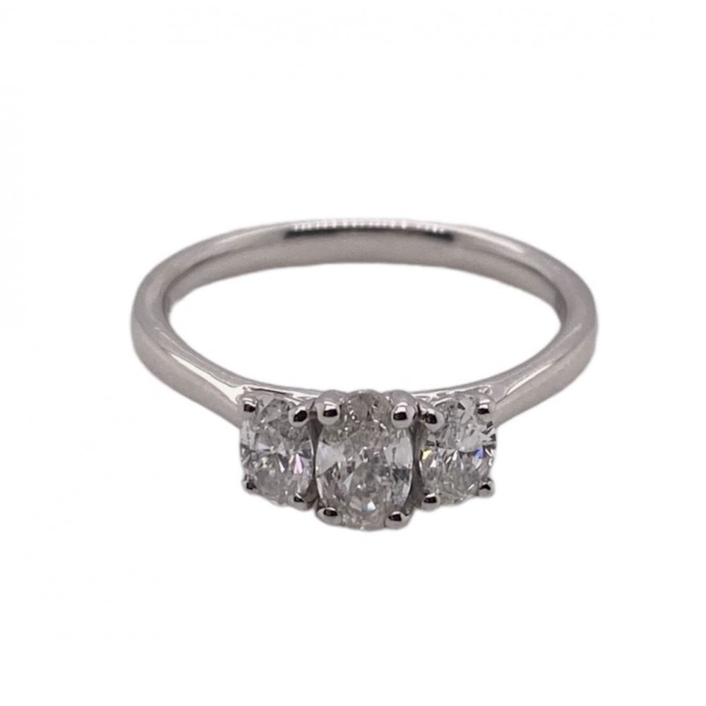 Ladies Platinum Three Stone Diamond Engagement Ring 0.7ct