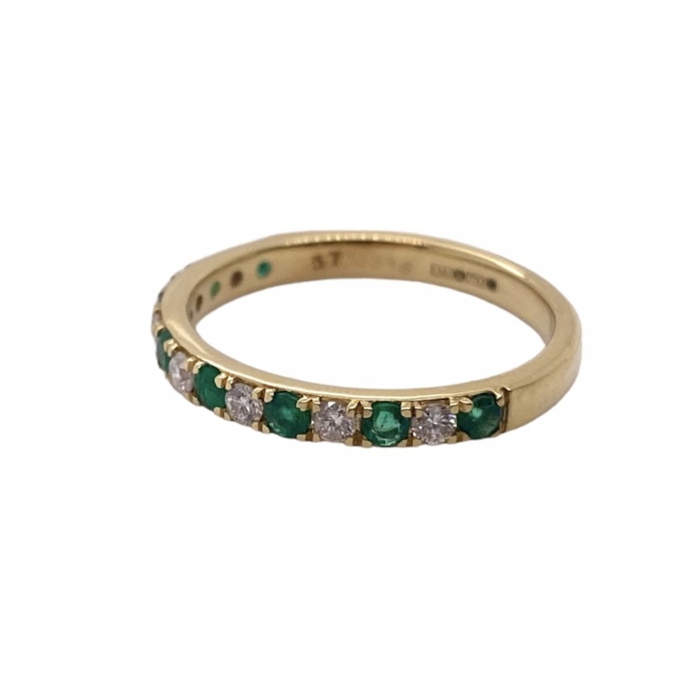 18ct Yellow Gold Ladies Emerald & Diamond Half Eternity Ring