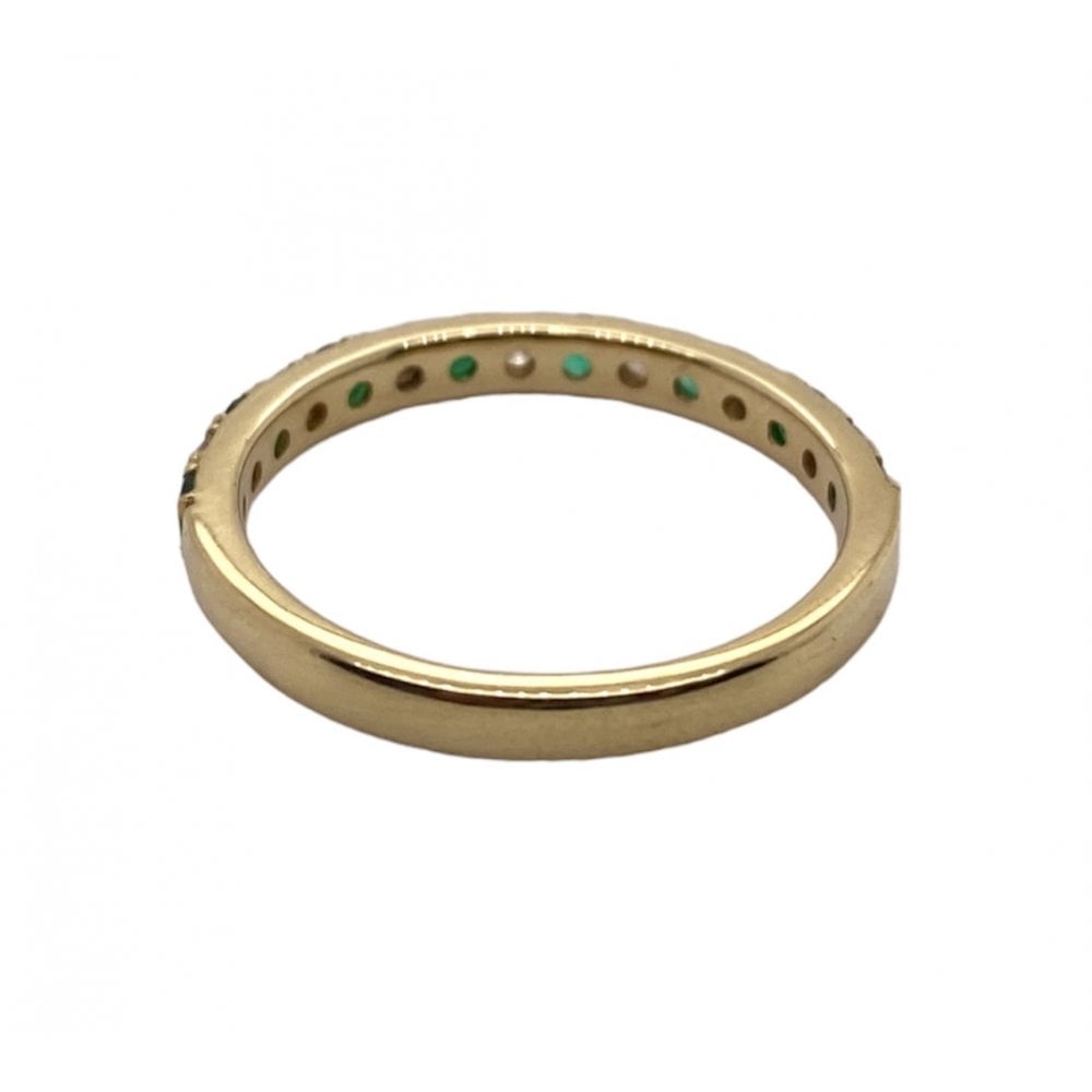 18ct Yellow Gold Ladies Emerald & Diamond Half Eternity Ring