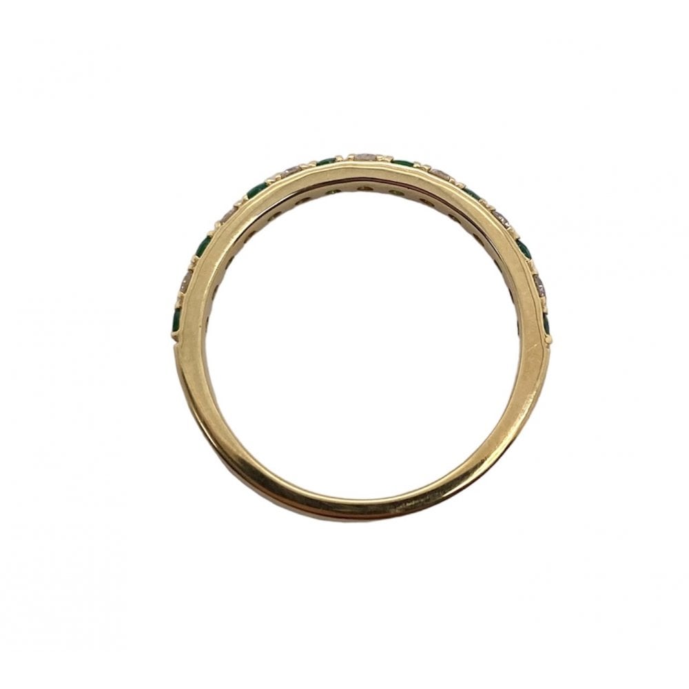 18ct Yellow Gold Ladies Emerald & Diamond Half Eternity Ring