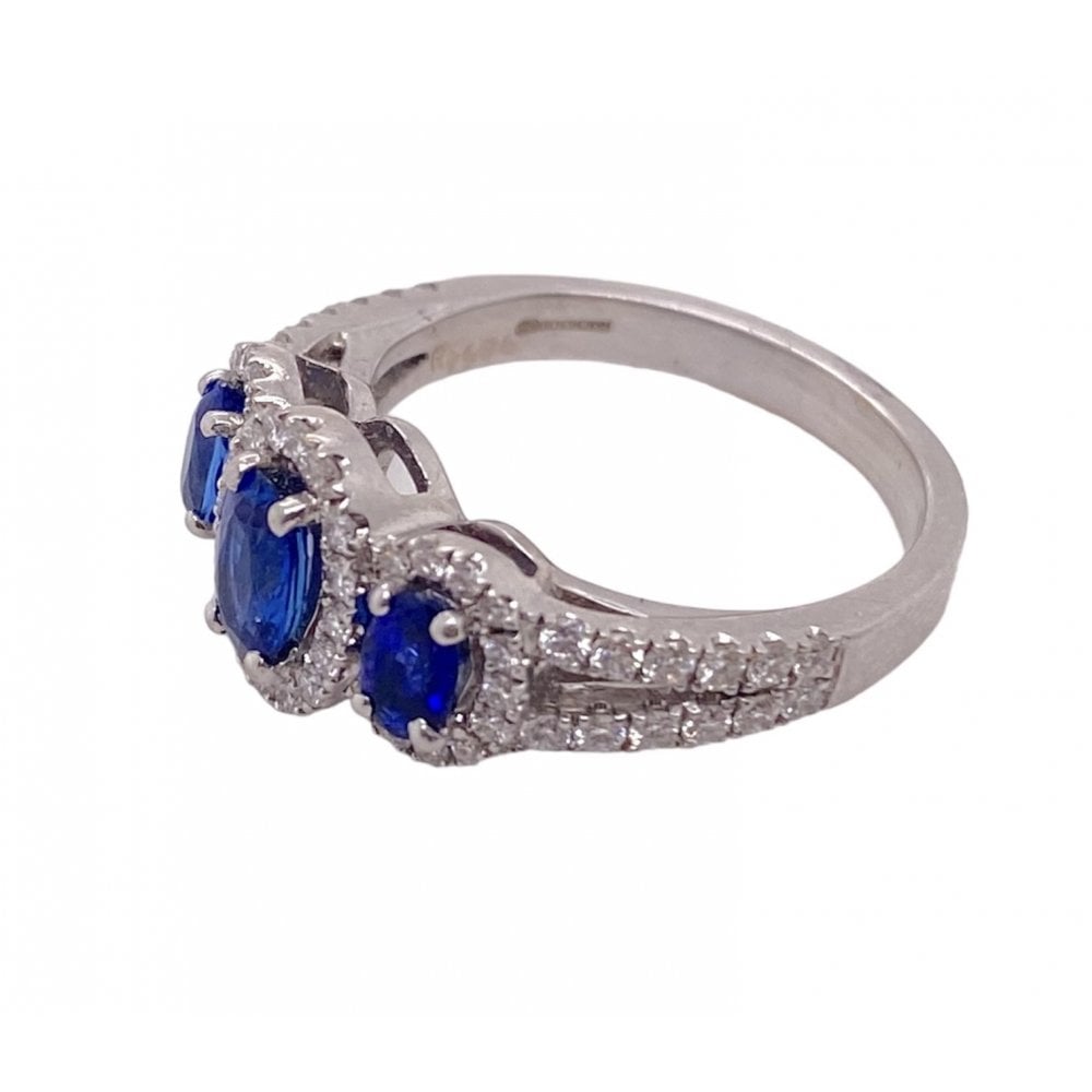 18ct White Gold Sapphire and Diamond Cluster Ring