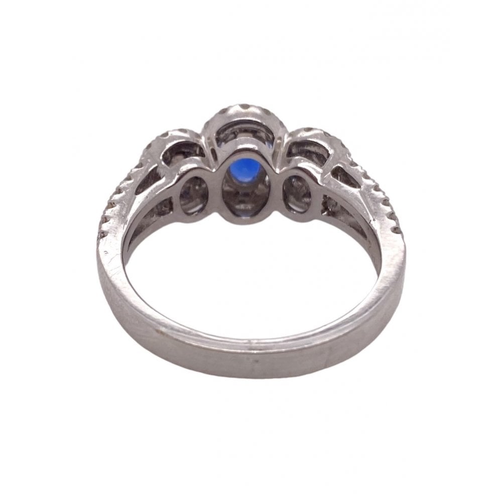 18ct White Gold Sapphire and Diamond Cluster Ring