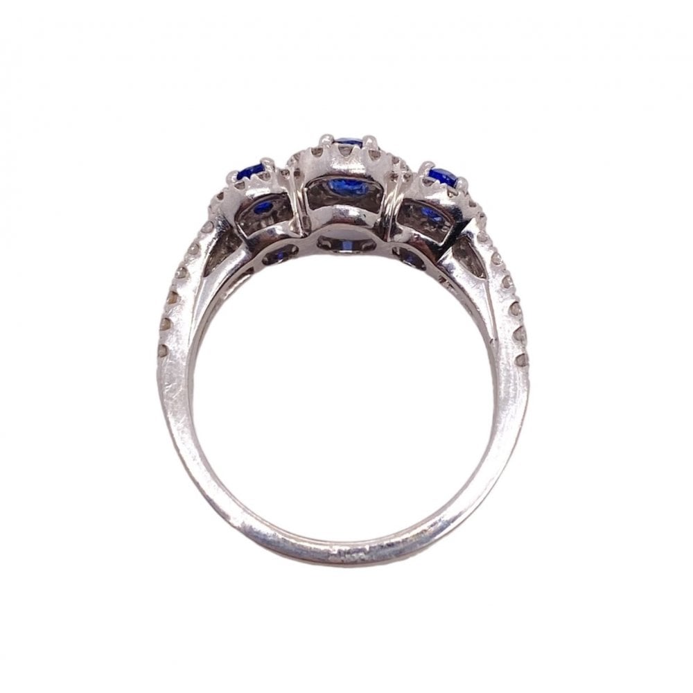 18ct White Gold Sapphire and Diamond Cluster Ring