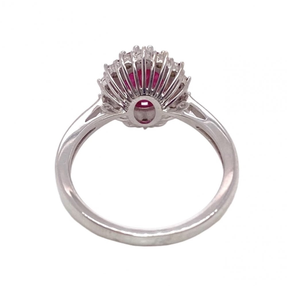 9ct White Gold Ruby and Diamond Cluster Ring