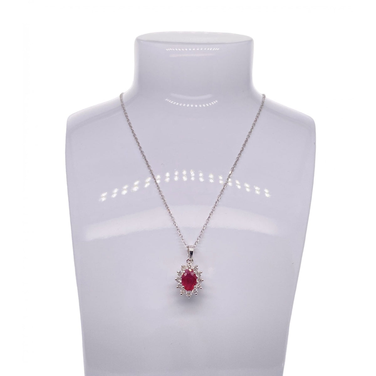 Ladies 18ct White Gold Ruby & Diamond Pendant
