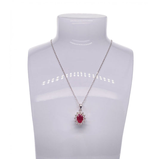 Ladies 18ct White Gold Ruby & Diamond Pendant