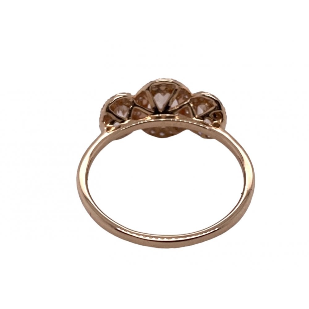 Ladies 9ct Rose Gold Morganite and Diamond Cluster Ring