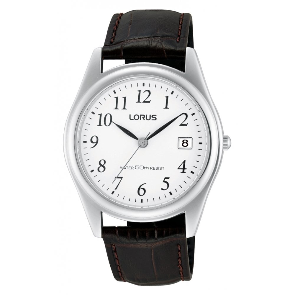 Gents Stainless Steel Watch on Leather Strap RS965BX9