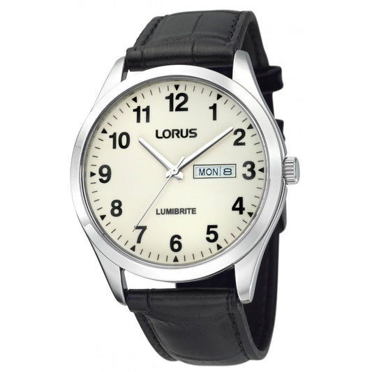 Gents Stainless Steel Watch on Leather Stap RJ647AX9
