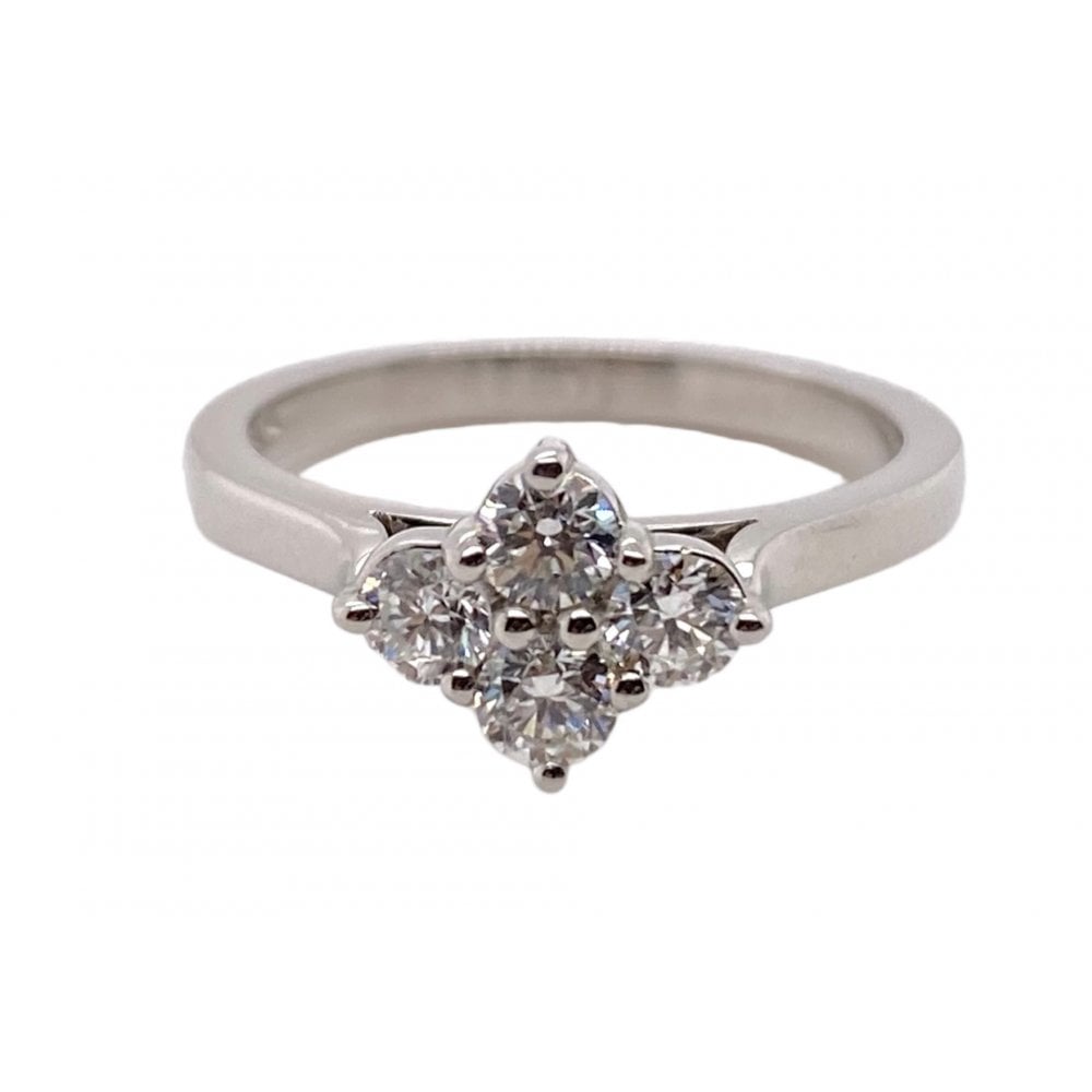 Platinum Ladies Diamond Cluster Engagement Ring