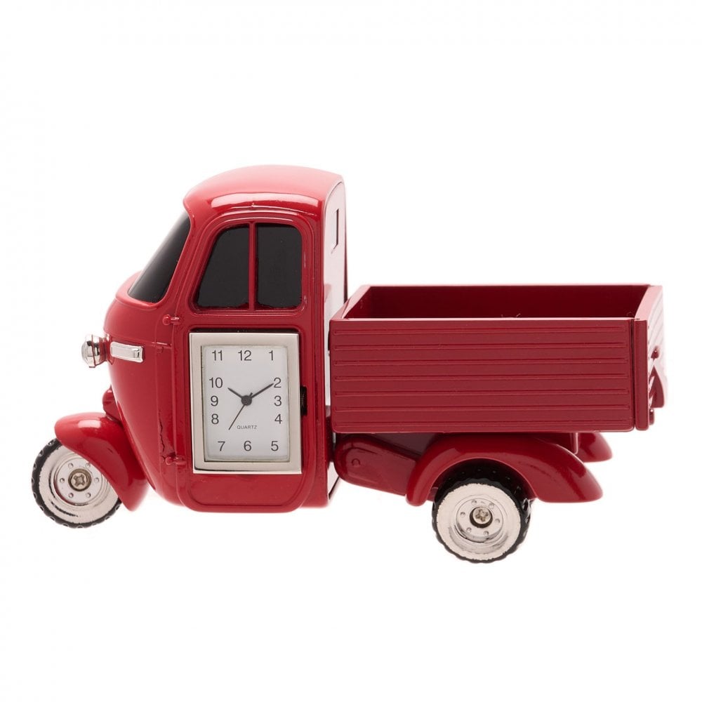 Miniature Quartz Battery Novelty Mantel Clock Red Truck 9719