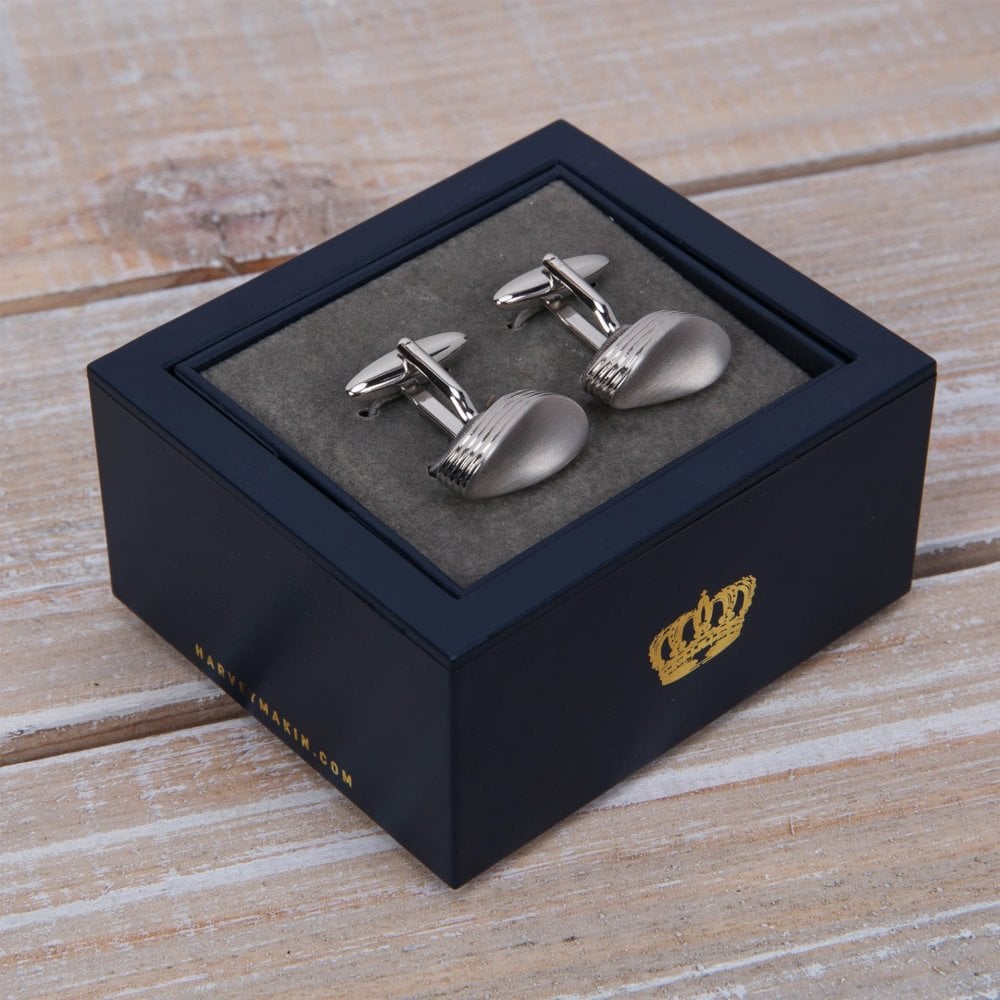 Gents Silver Tone Wave Cufflinks HM1881