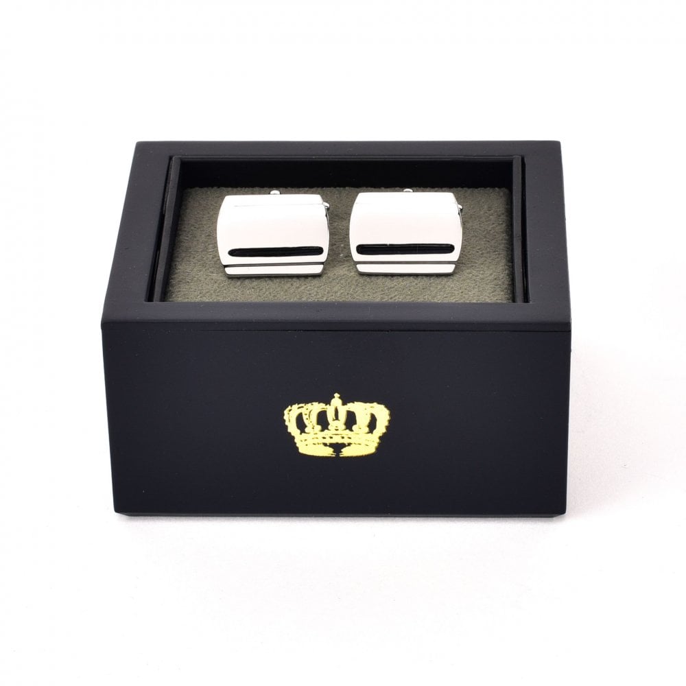 Gents Silver Tone Rectangular Cufflinks HM2171