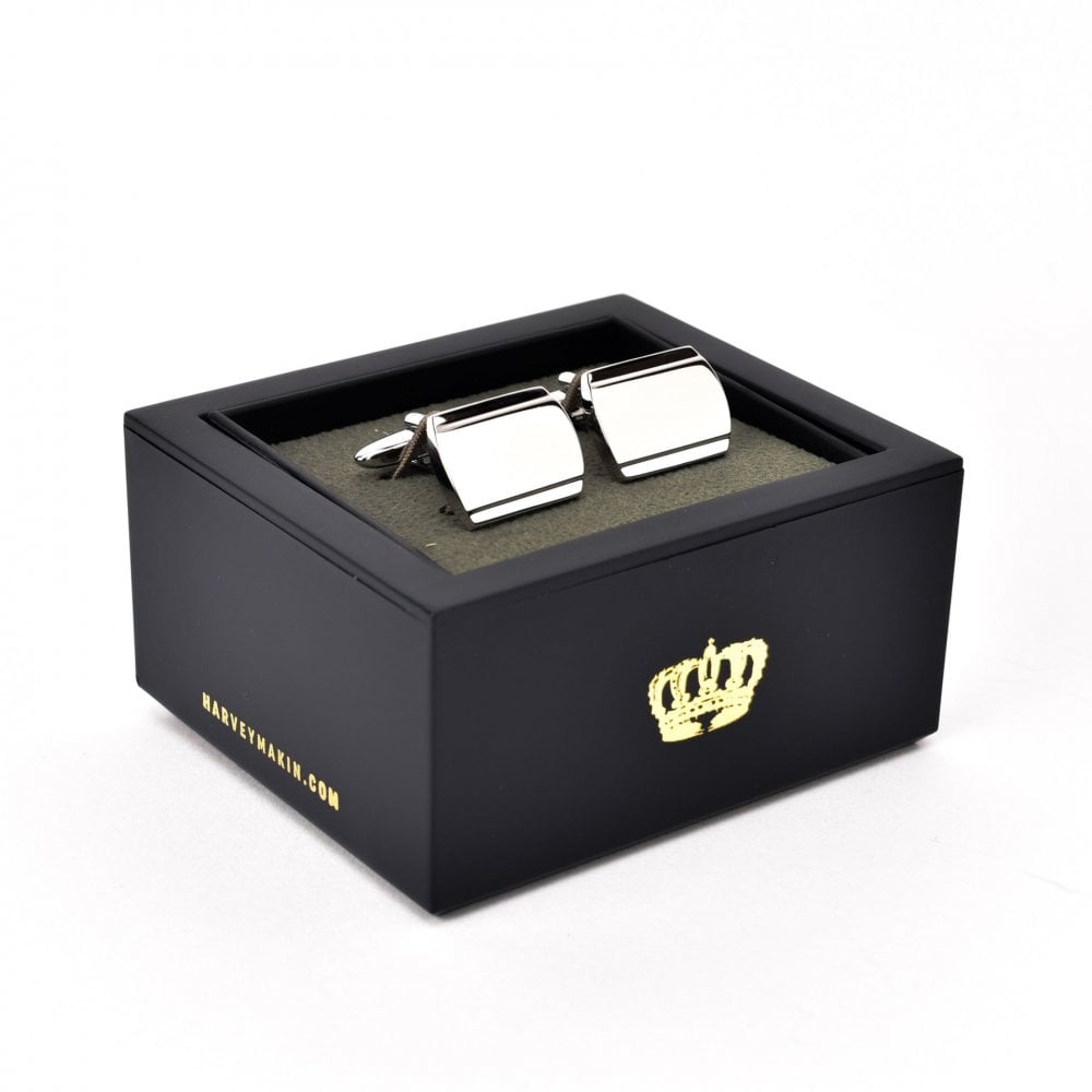 Gents Silver Tone Rectangular Cufflinks HM2171