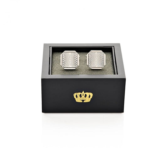 Gents Octagonal Textured Rhodium Finished Cufflinks HM2251