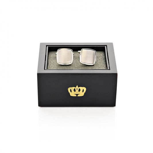 Gents Rectangular Rhodium Finished Brushed Cufflinks HM2252