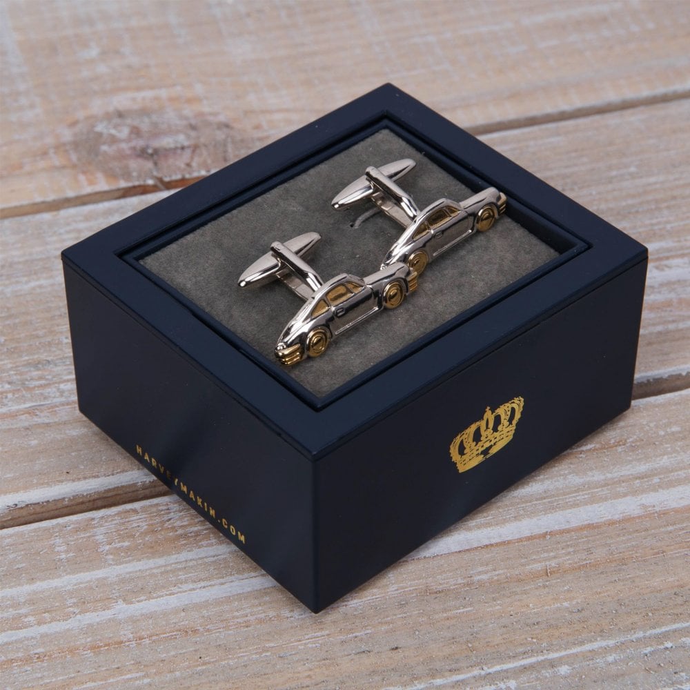 Gents Two Tone Rhodium Finished Car Cufflinks HM234