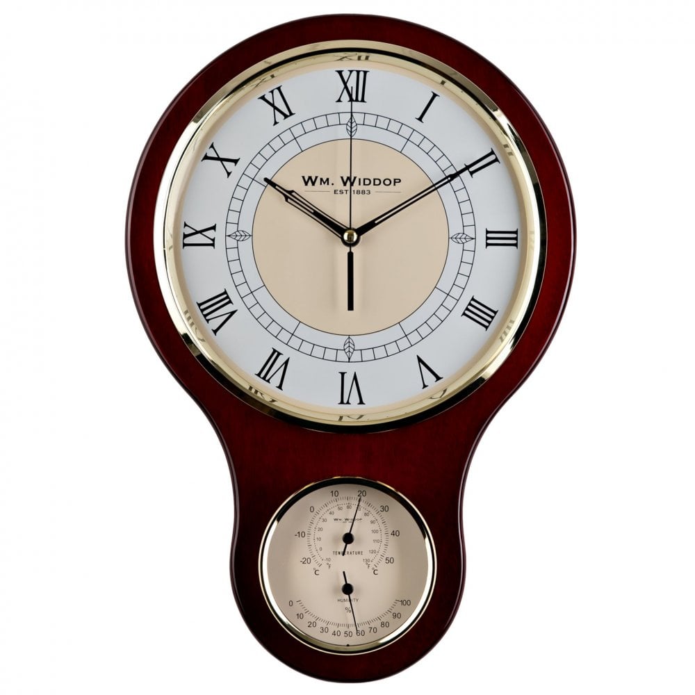 Wooden Piano Finish Wall Clock with Temperature & Humidity W7929