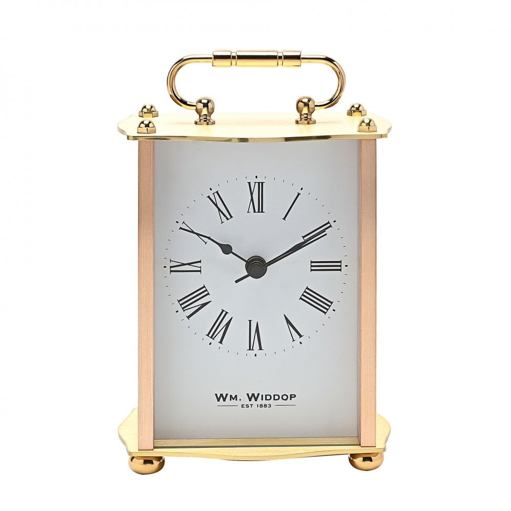 Gold Tone Aluminium Quartz Carriage Mantel Clock W2936G