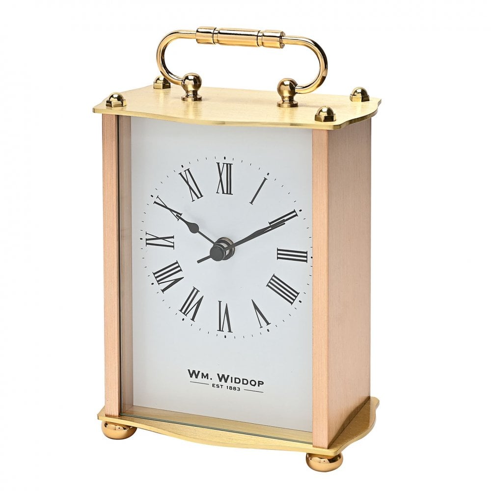 Gold Tone Aluminium Quartz Carriage Mantel Clock W2936G