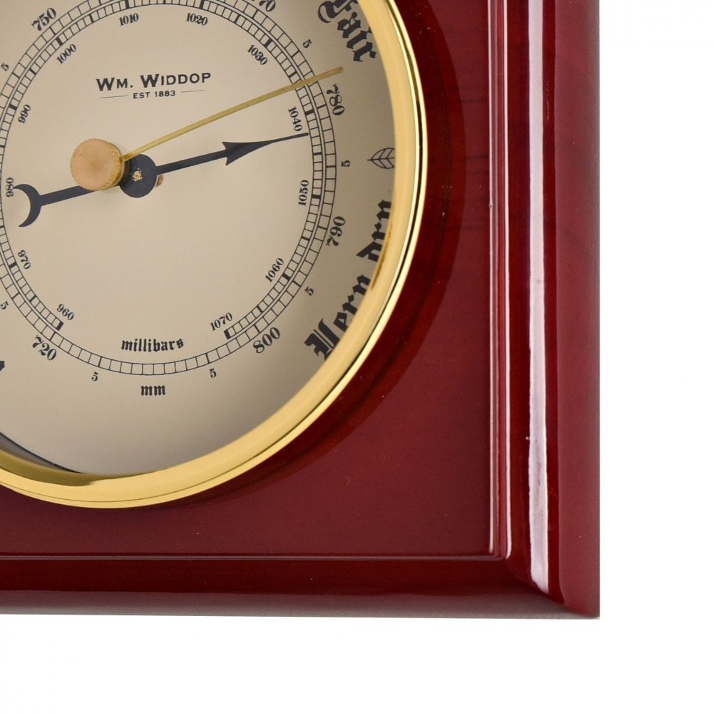 Wooden Piano Finish Quartz Clock and Aneroid Barometer W7930