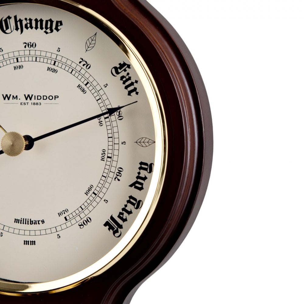Wooden Mahogany Finish Banjo Barometer & Temperature W7932