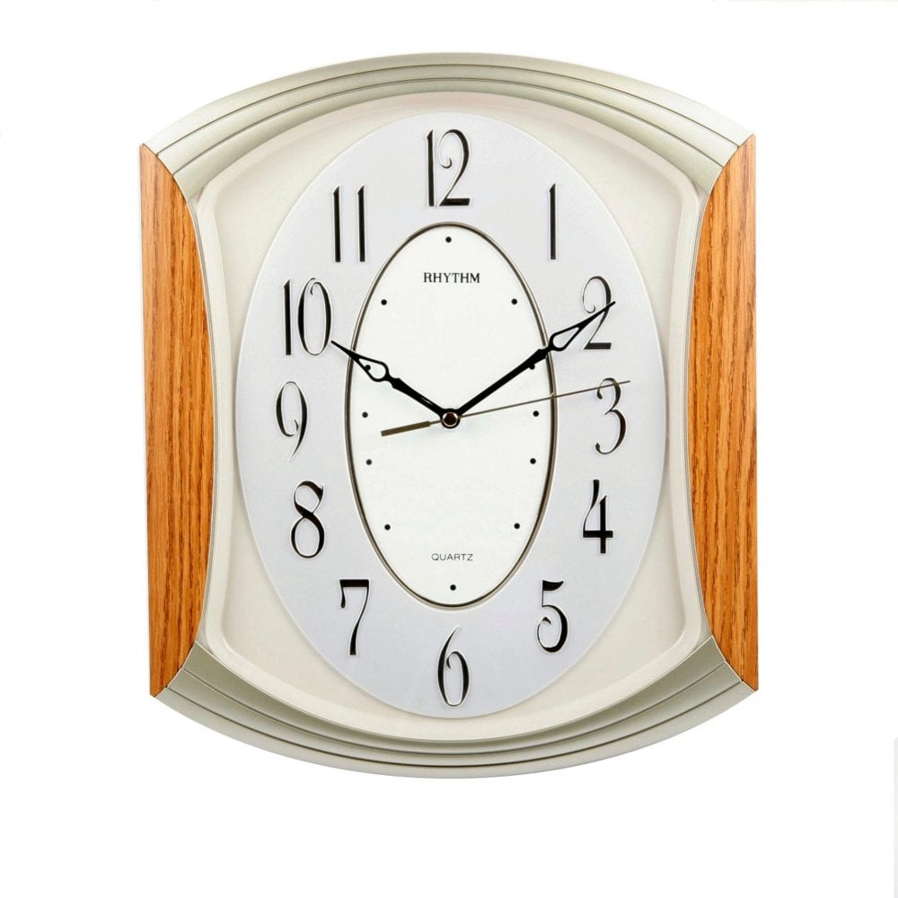 Rhythm Wood Effect Quartz Wall Clock Lounge CMG856NR07