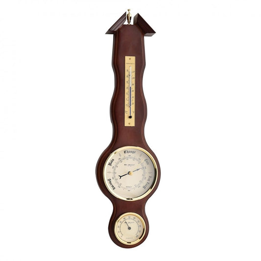 Dark Wooden Mahogany Finish Banjo Barometer W8018
