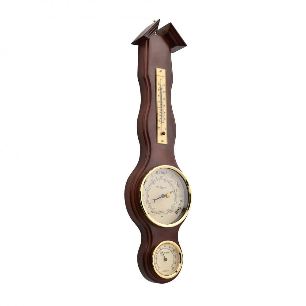 Dark Wooden Mahogany Finish Banjo Barometer W8018