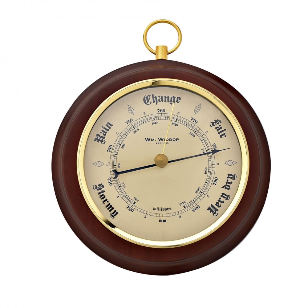 Wooden Mahogany Finish Round Barometer W8019