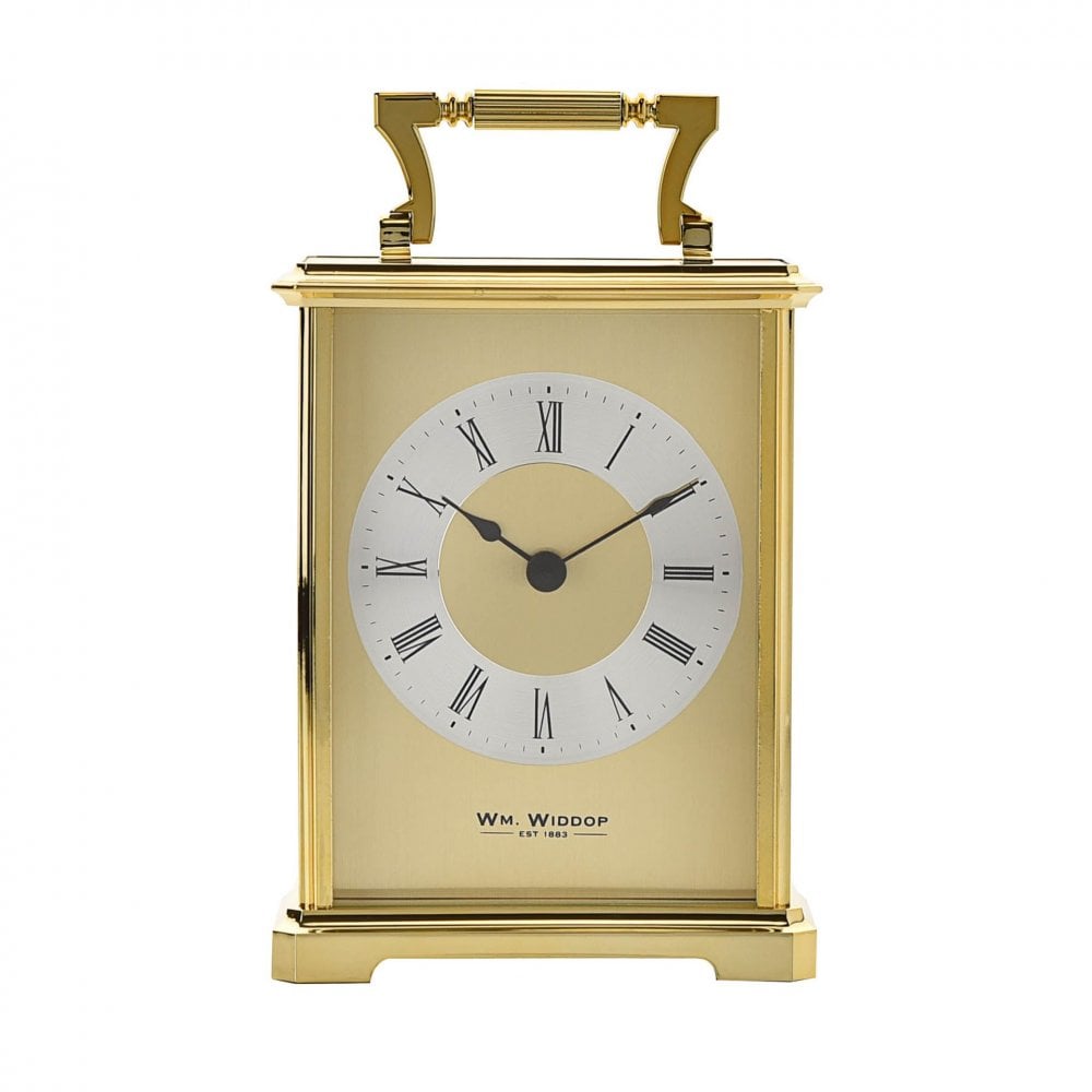Gold Tone Quartz Battery Carriage Mantel Clock W2406