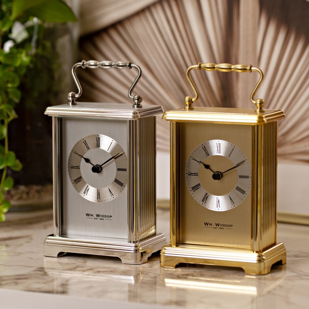 Gold Tone Quartz Battery Carriage Mantel Clock W2406