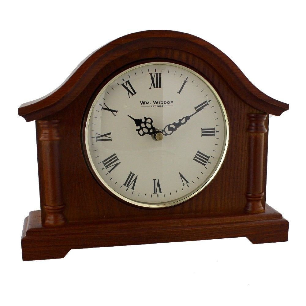 Dark Wooden Walnut Finish Quartz Battery Mantle Clock W2651W