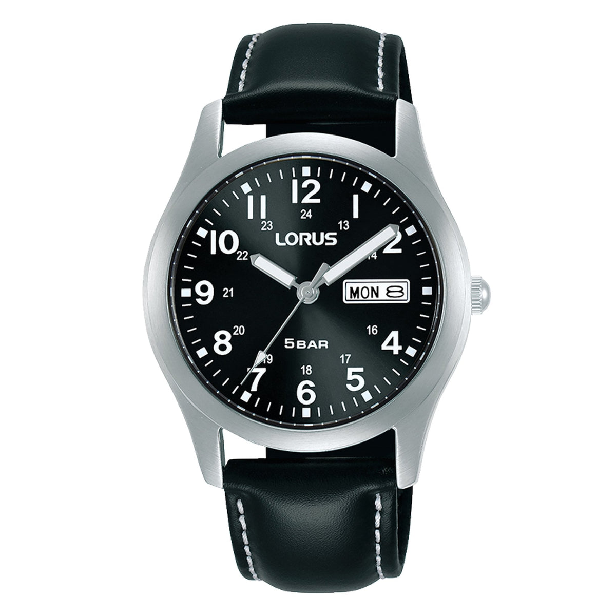 RXN79DX9 Lorus Gents Steel Watch on Leather Strap