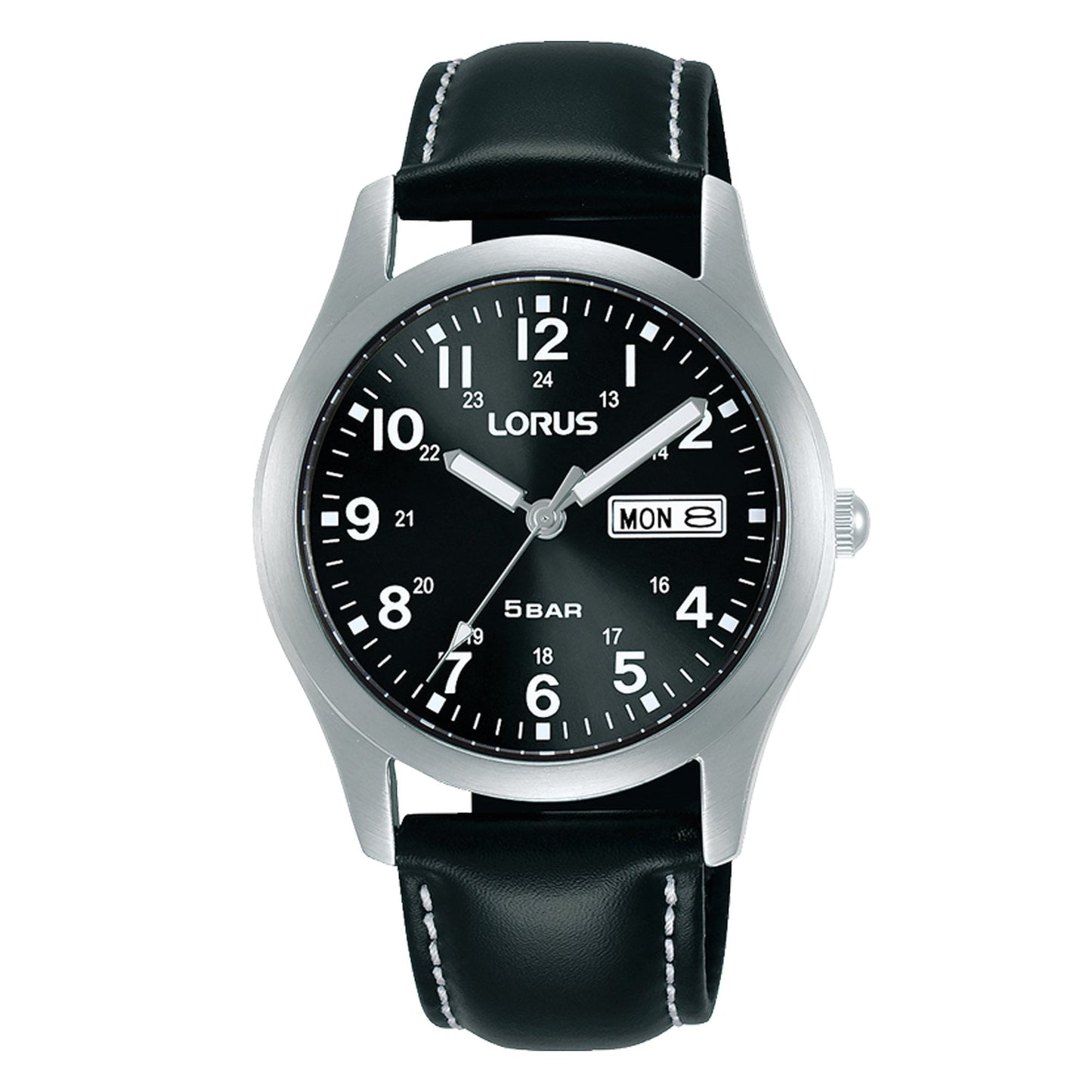 RXN79DX9 Lorus Gents Steel Watch on Leather Strap