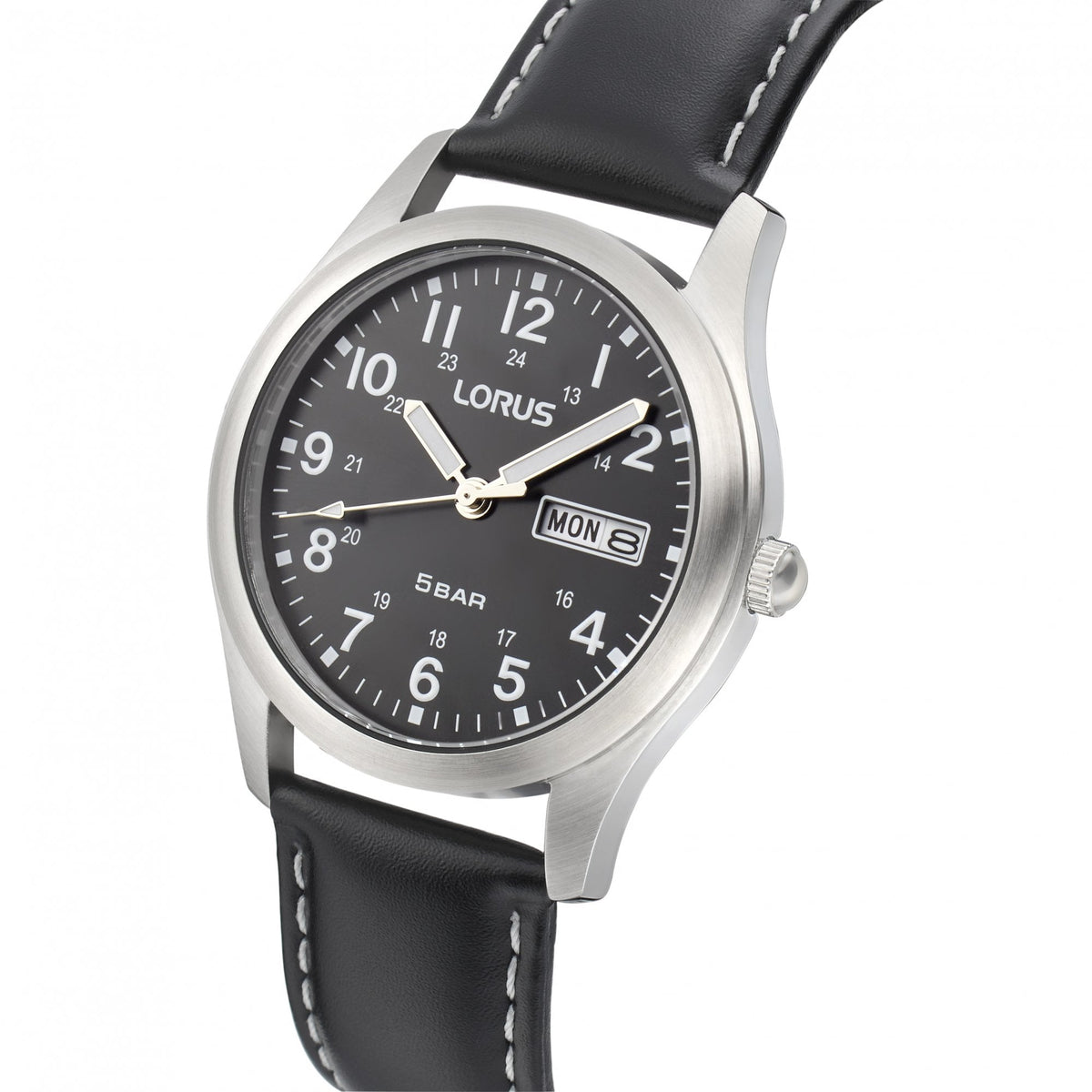 RXN79DX9 Lorus Gents Steel Watch on Leather Strap