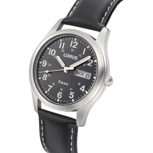 RXN79DX9 Lorus Gents Steel Watch on Leather Strap