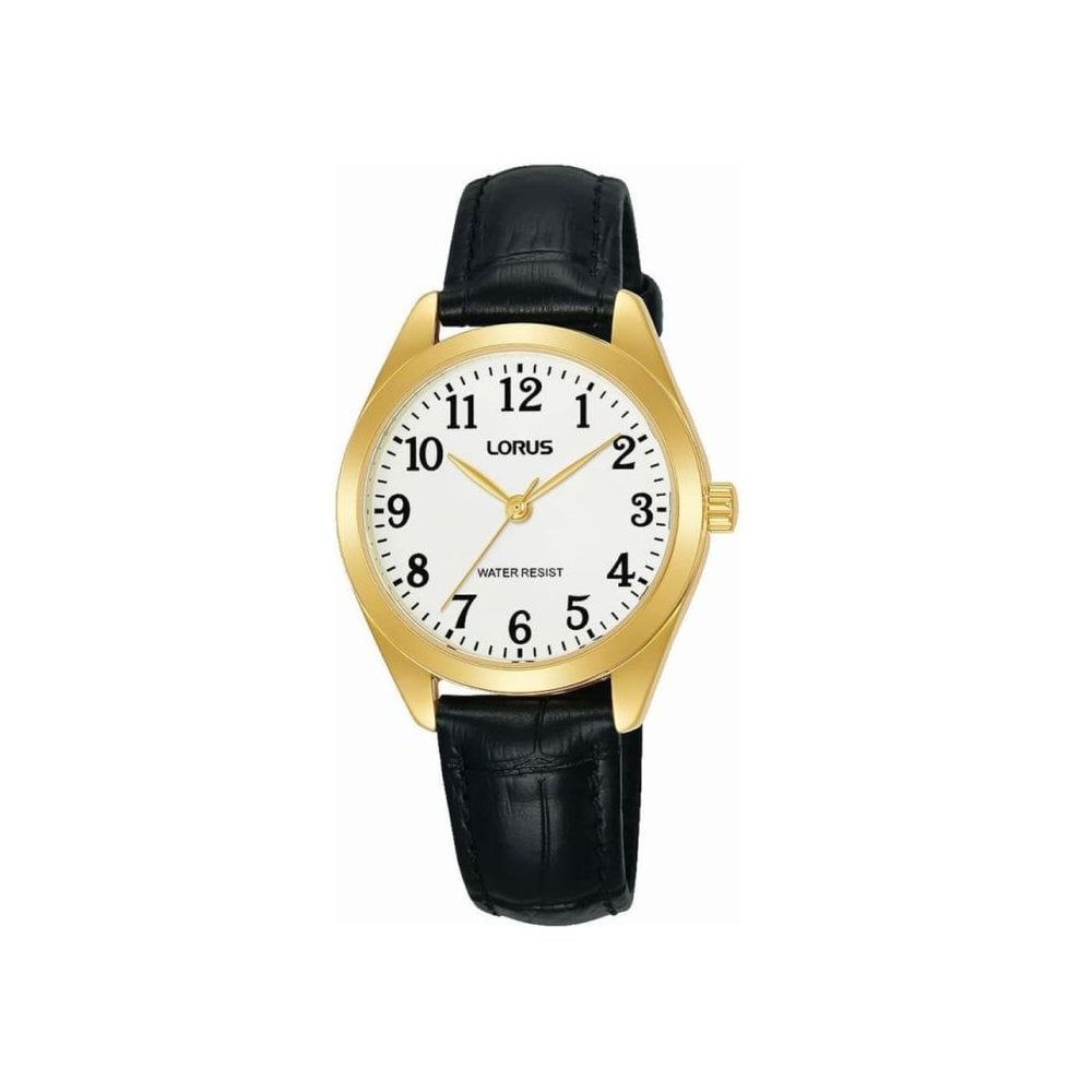 Ladies Lorus Quartz Gold Plated Watch on Leather Strap RG238TX5