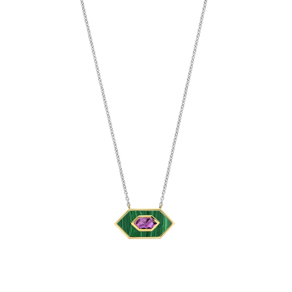 Ti Sento Sterling Silver Malachite Necklace 34039MA