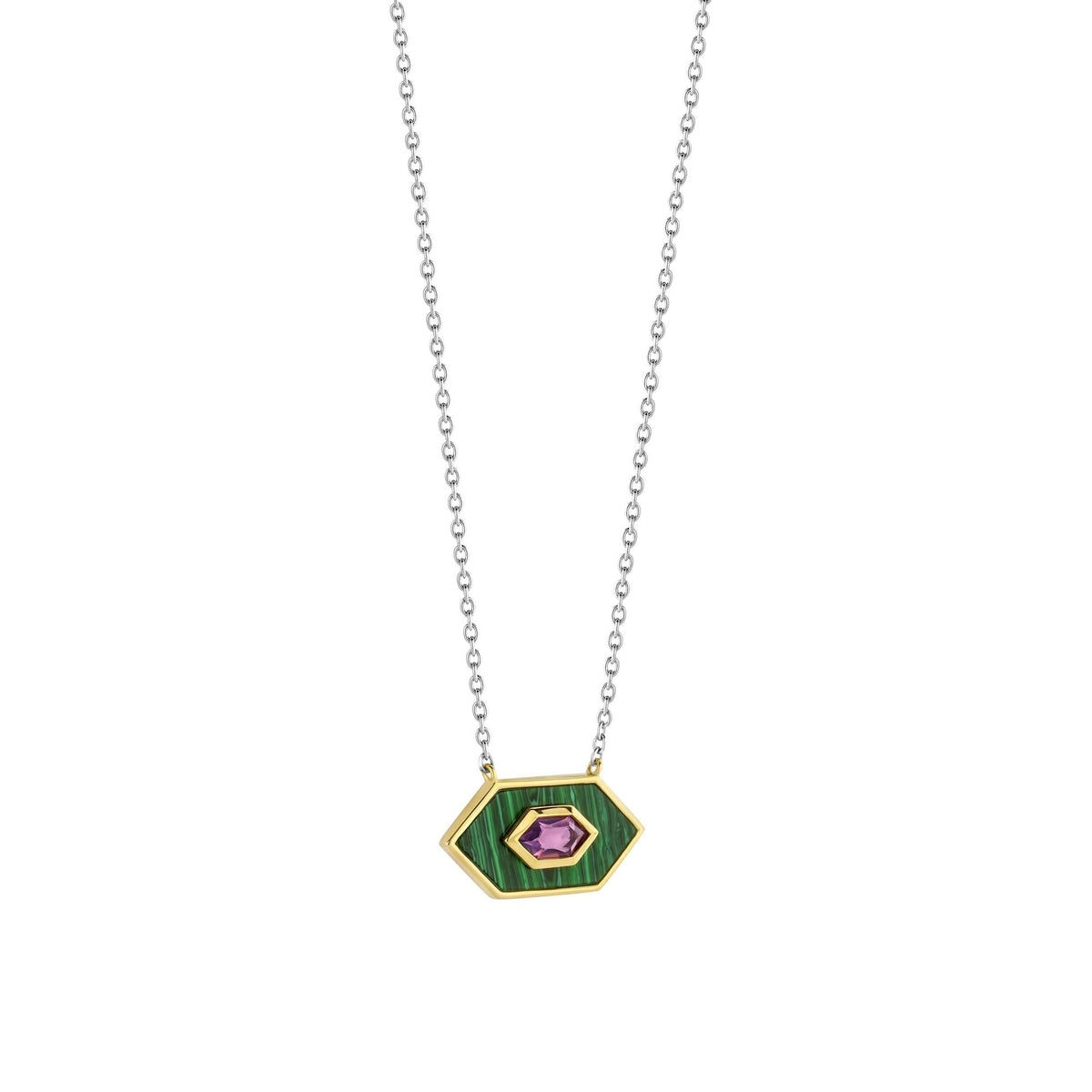 Ti Sento Sterling Silver Malachite Necklace 34039MA