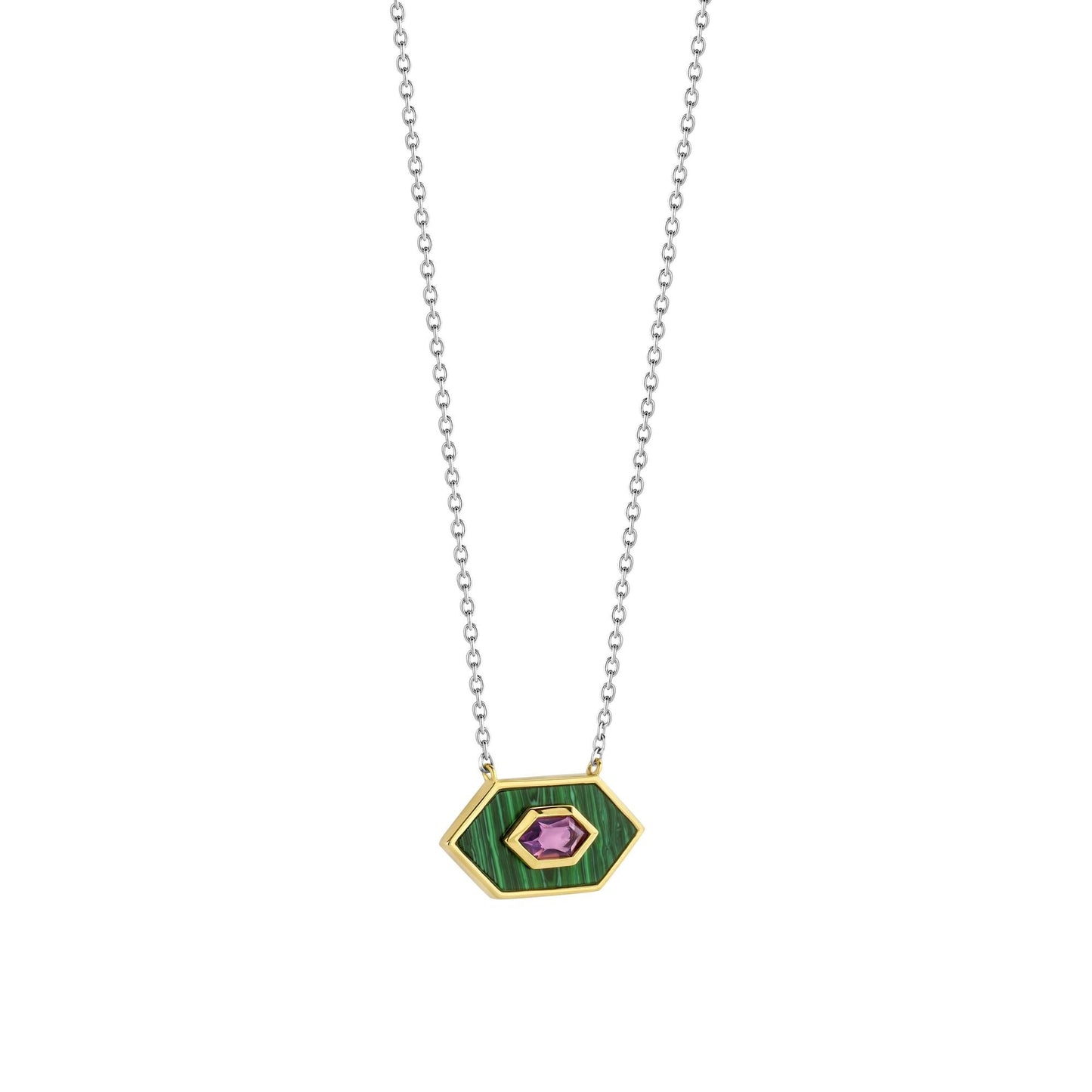 Ti Sento Sterling Silver Malachite Necklace 34039MA