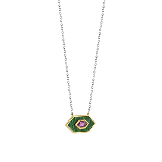 Ti Sento Sterling Silver Malachite Necklace 34039MA