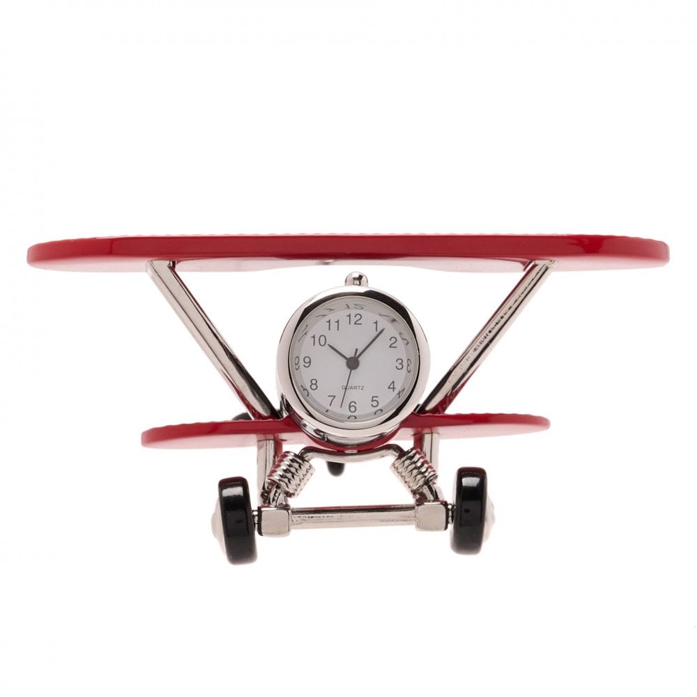 Novelty Miniature Quartz Battery Mantel Clock Bi Plane 9725