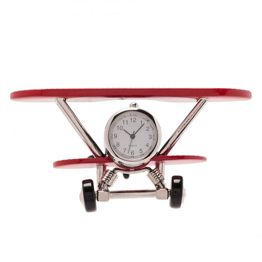 Novelty Miniature Quartz Battery Mantel Clock Bi Plane 9725