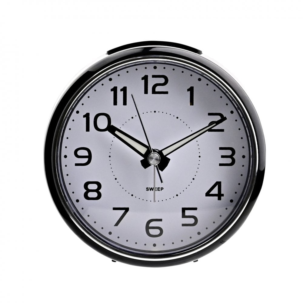 Round Black Quartz Bedside Alarm Clock Clear Face 5380BK